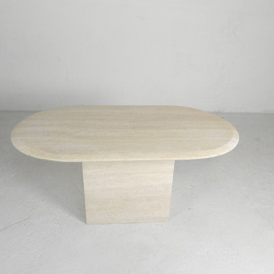 Image 1 of Mid-Century travertine coffee table with oval top, 1970s