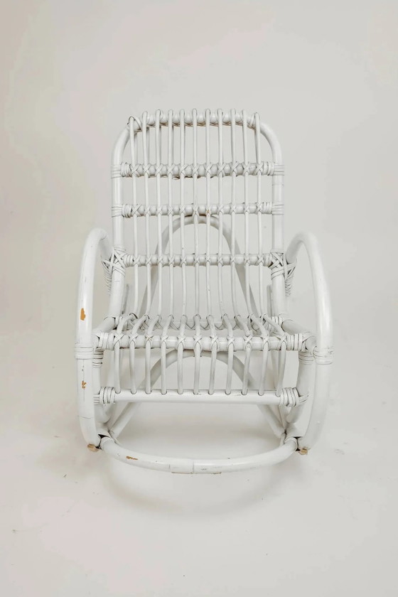 Vintage rocking chair for children in rattan/bamboo. – Stools, Wicker (photo 2 of 6)