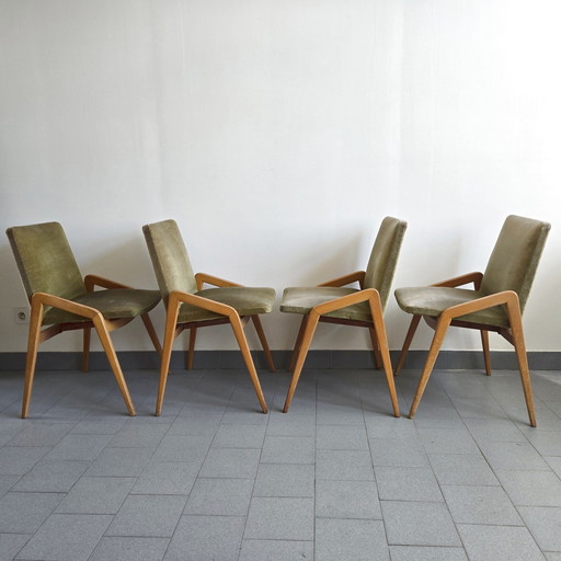 Suite of 4 Vintage Chairs by Louis Paolozzi for Zol, 1950