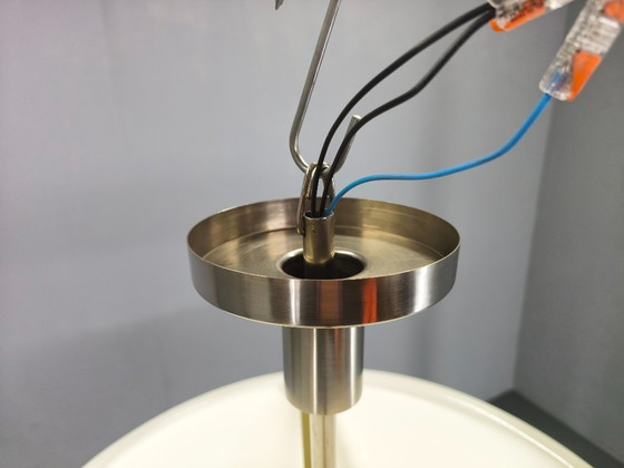 Image 1 of Bauhaus Pendant Light in Nickel and Glass, 1930s Czechoslovakia