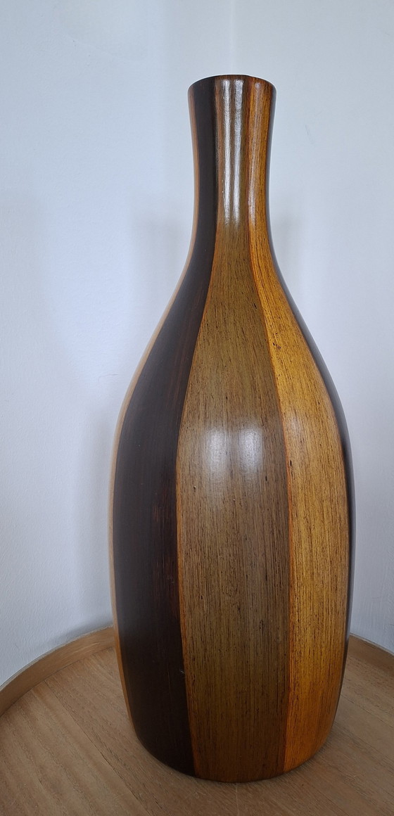 Image 1 of Large Vintage Floor Vase (50 cm) – Mid-Century Modern – Wood-look Glaze