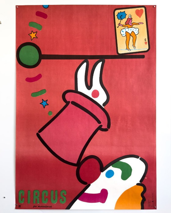 Image 1 of Jan Młodożeniec - Zirkus - 1975 - Original polnisches Zirkusplakat | Plakat Nr. 146 | 98 × 68 cm | Polen