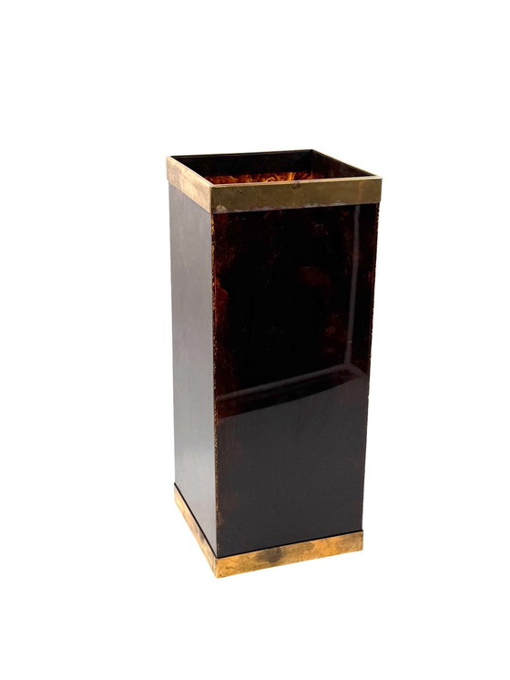 Image 1 of Mid-century brass and bakelite umbrella stand, France 1960s