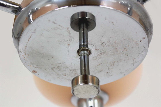 Image 1 of Lustre Art Déco Bauhaus chromé de Napako, ancienne Tchécoslovaquie, années 1940