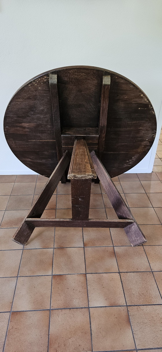 Image 1 of Ronde antieke eet-keukentafel met 4 stoelen 