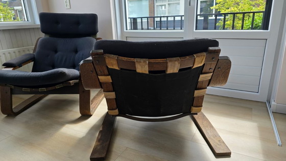 Image 1 of Scandinavian wenge plywood pair of armchairs 1970