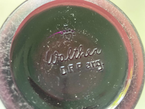 Image 1 of Amethyst Vase Art Decó mit vergoldetem Fries von Walther-Glas