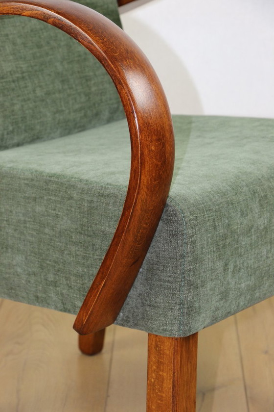 Image 1 of Bent vintage Art Deco loft armchair olive green