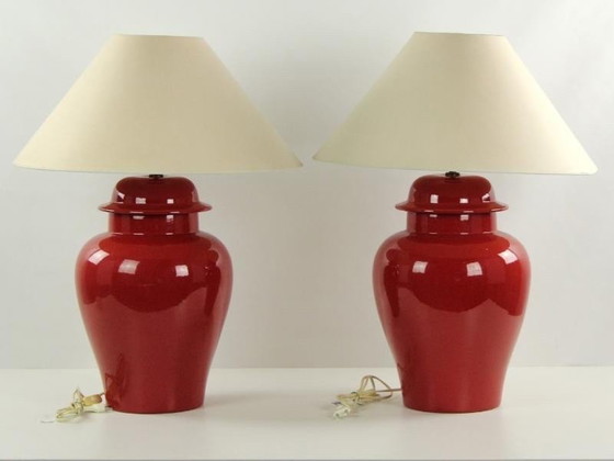 Image 1 of Zwei keramische Tischlampen "Kostka Frankreich"