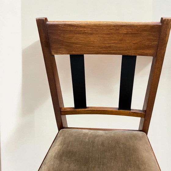 Image 1 of Set di 2 sedie Art Déco in rovere con rivestimento in velluto verde, circa 1920-1930