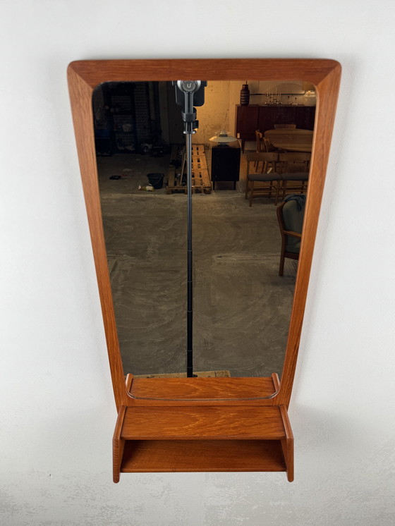 Image 1 of Mid-Century Modern Teak Mirror with Shelf