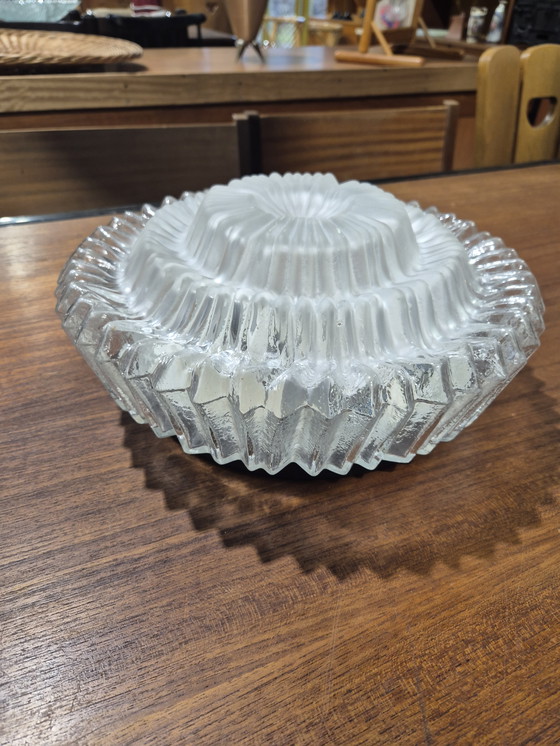 Image 1 of Vintage grote plafonierre frosted glass