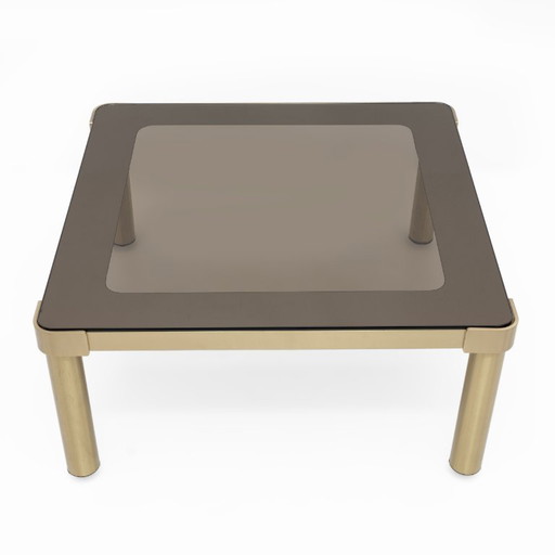 Luciano Frigerio Mid-Century Modern Italiaanse salontafel van messing en glas, jaren 70