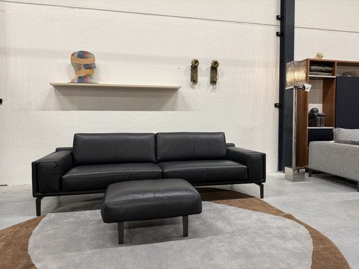 Leolux Bellice 2x110 Bank Ceras Torf mit Hocker