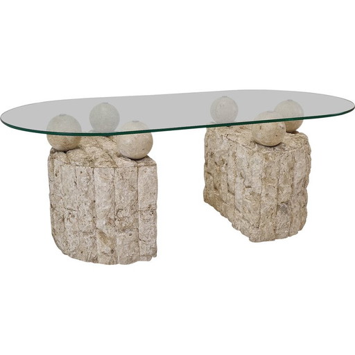 Mesa de centro vintage de piedra Mactan, 1980