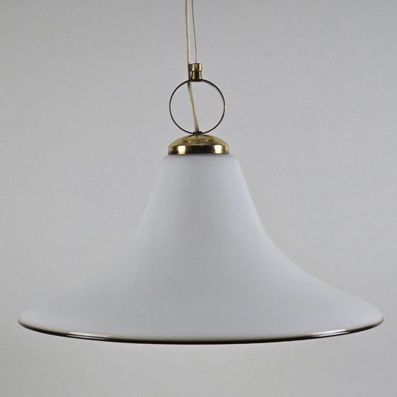 Image 1 of Vintage 1970S Sölken Leuchten Opaline Glass Suspension Lamp.