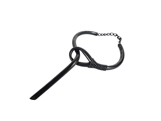 Image 1 of Anne Marie Beretta - collana - metallo laminato patinato - minimalista - firmata - postmoderna - Parigi - anni '80