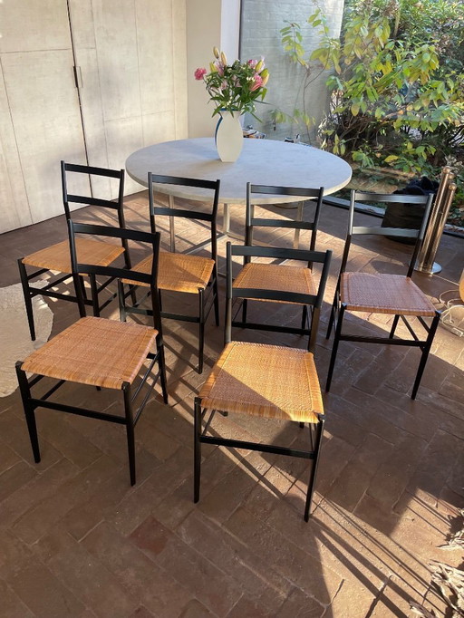 6 Gio Ponti “Superleggera” chairs – Cassina – Black