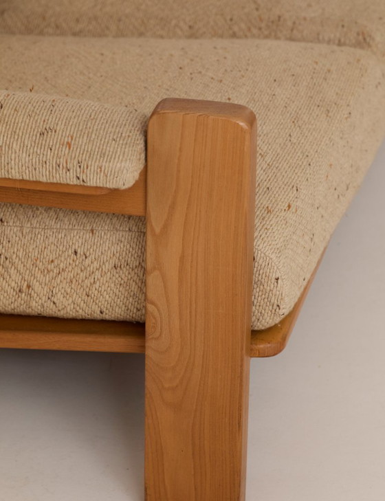 Image 1 of Vintage 3-seater sofa in solid elm, Maison Regain, circa 1970/80