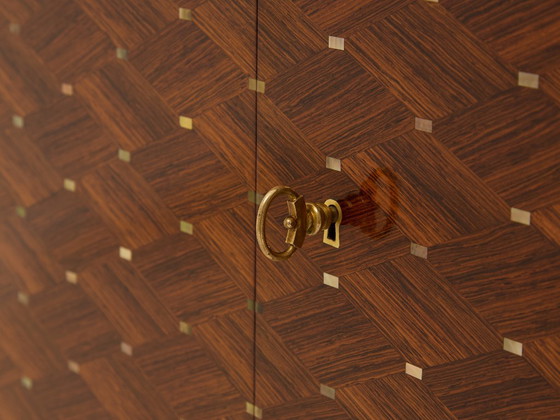 Jules Leleu two doors cabinet rosewood marquetry 1940, Sideboard, Brass, Brown, Vintage (photo 6 of 13)