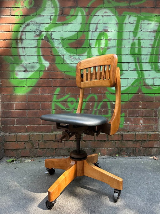 Sedia da architetto vintage proveniente dagli Stati Uniti | Anni '20/'30 – draaistoelen, Leather