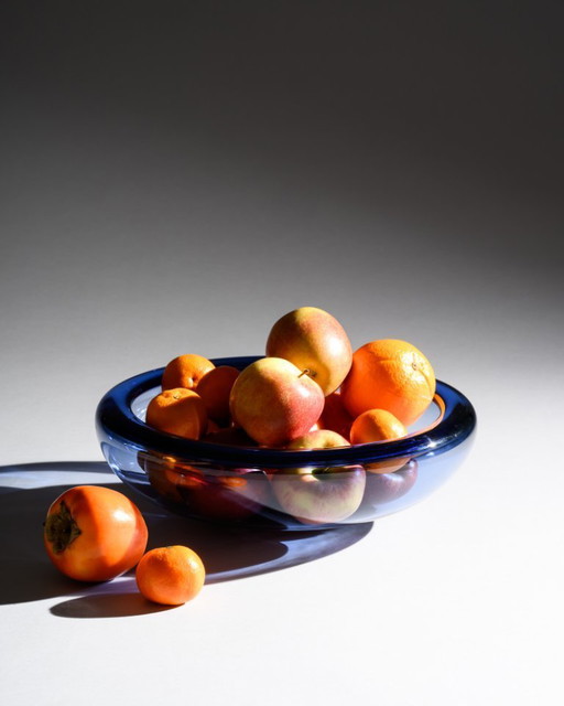 Holmegaard „Provence“ XL Schale von Per Lütken Dänemark, 1950er Jahre Ø 34 cm Kobaltblau