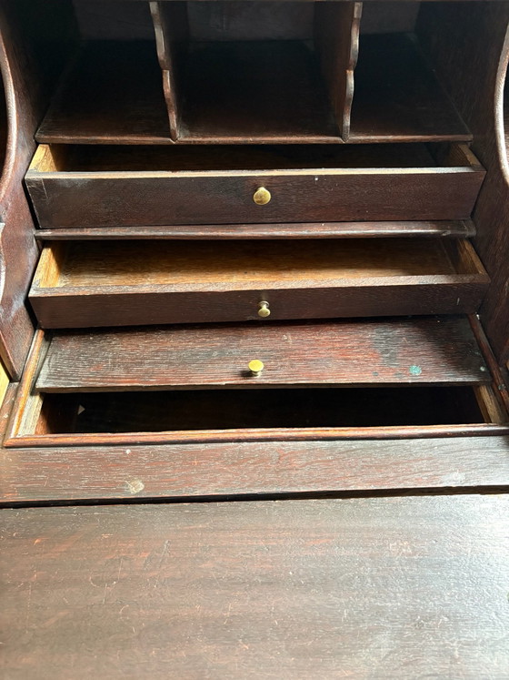 Antique secretary desk from Hippolytus Hospital Delft, Furniture, Wood, Brass, Brown (photo 5 of 6)