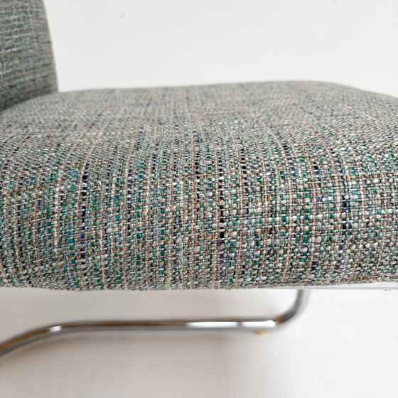 Set di 2 sedie a struttura tubolare Dutch Design De Wit, anni '50, Toon de Wit, Poltrone, Cromo, Tessile (foto 5 di 15)