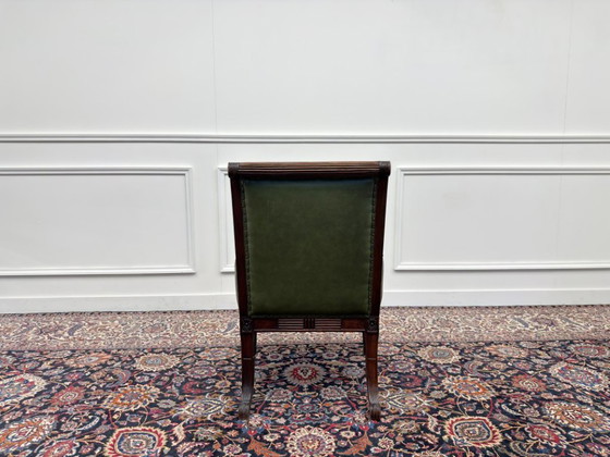 Classic English Chesterfield Office Armchair – Leather, Wood (photo 5 of 7)