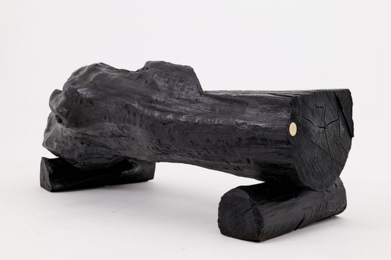 Image 1 of Bank van massief verkoold hout van Logniture – een organisch, modern en sculpturaal zitmeubel.