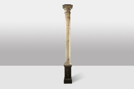 Image 1 of Pair of columns in wood painted to imitate marble. 1880s.