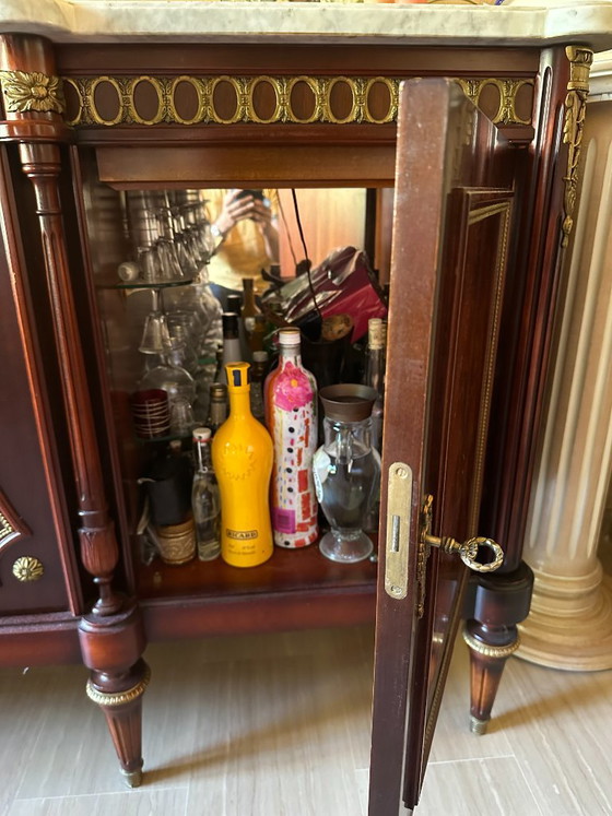 Credenza (enfilade) in stile Luigi XVI, Credenze con vetrina, Legno, Marmo, Multicolore (foto 5 di 8)