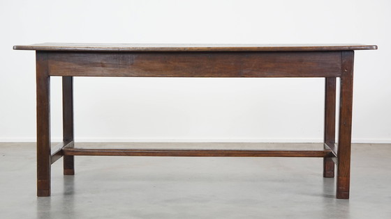 Image 1 of Antique early 19th century French dining table made of oak with 1 drawer