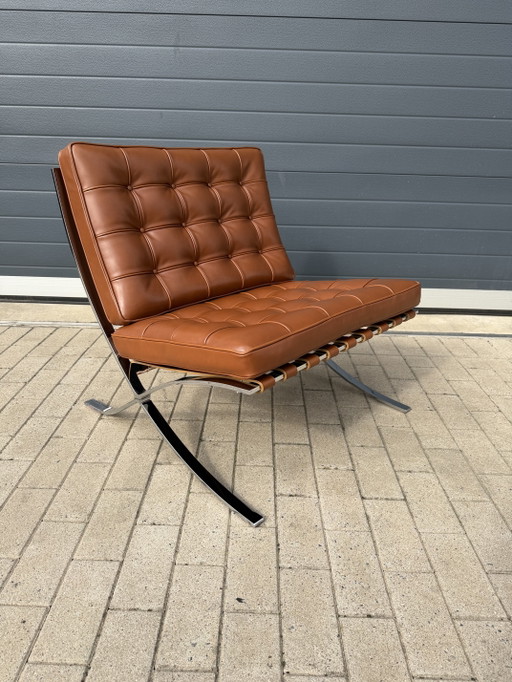 Knoll Barcelona Fauteuil Relax Mies Van Der Rohe Cognac Venezia Cuir En Parfait État!!