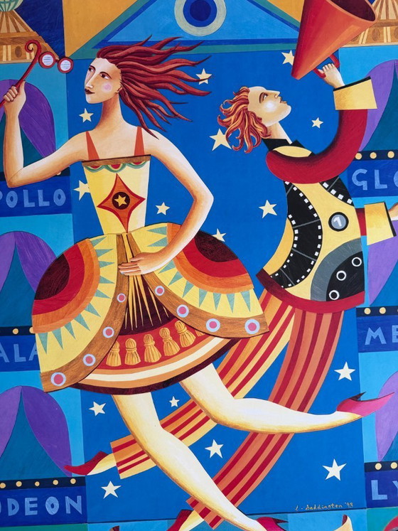 Image 1 of Lesley Saddington, Simply Showbiz by Tube and Bus (1998), Poster originale della prima edizione, stampato nel Regno Unito