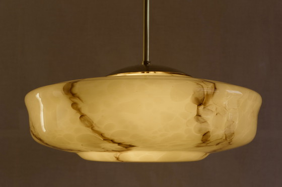 Image 1 of Lampada da soffitto Art Déco in vetro marmorizzato beige marrone