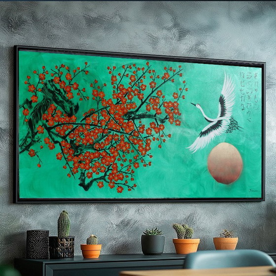 Image 1 of Japanese crane J510 - original painting