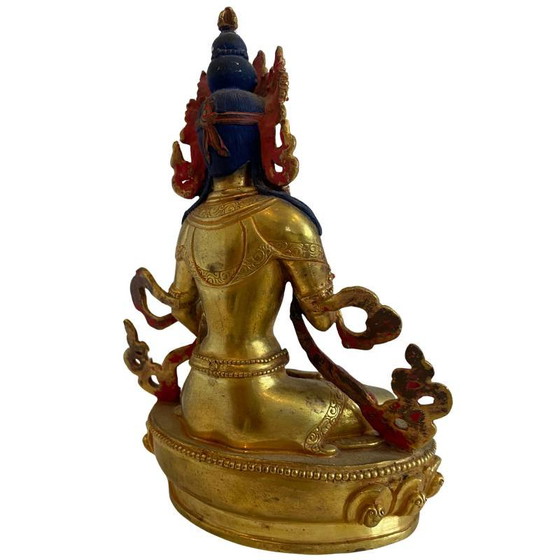 Estatua nepalesa de bronce dorado de White Tara – Tradición Newar, finales del siglo XIX – principios del XX (photo 4 of 10)