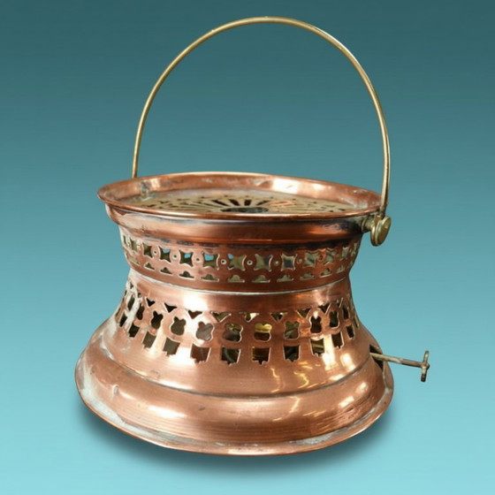 Image 1 of Antique copper kettle on dito rechaud