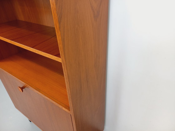 Image 1 of Vintage Scandinavian Modernist Storage Bookcase in Teak and Black Metal from the 60s