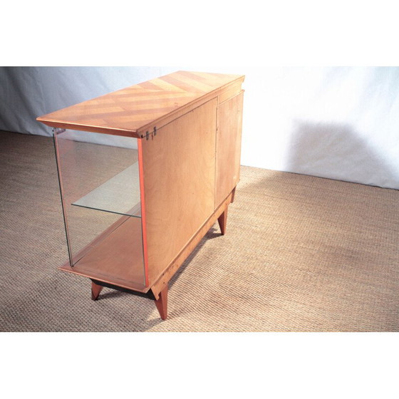 Image 1 of Petit meuble de rangement en merisier et verre - années 1950