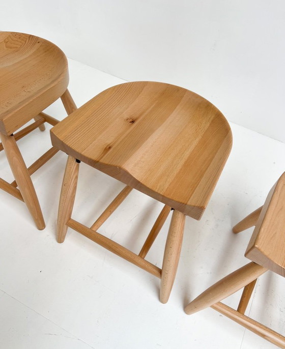 Image 1 of Set of 4 solid wood design stools, after 2000