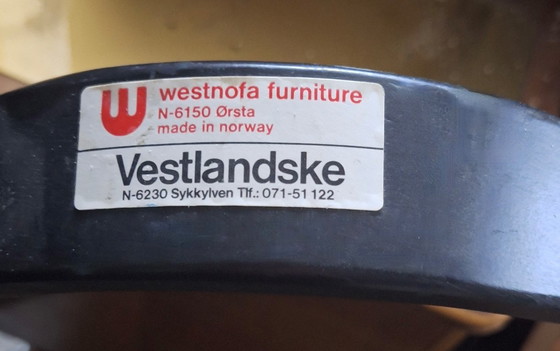 Image 1 of Westnofa Patinated Leather Lounge Chair with Footrest, Norway 1960s