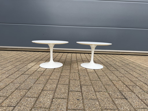 2x Mesa auxiliar Knoll Tulip Eero Saarinen, 51 cm Laminado blanco