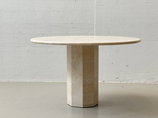 Mesa redonda de travertino, Italia, años 70