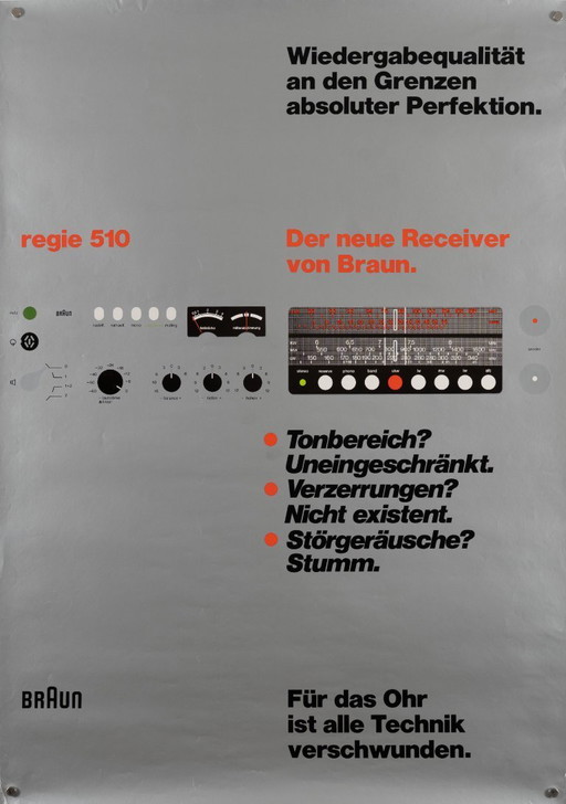 Braun Regie 510 – 1972 – Originele vintage reclameposter – Dieter Rams - Mid-Century Modern – 84,1 x 59,4 cm A1