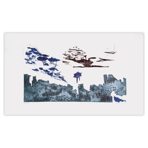 Monique Pehem (Breton-Prouté) Signed Etching Paysage Sauvage 1998 – lithos zeefdrukken, Paper