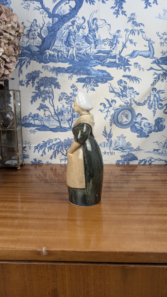 Image 1 of Botella antropomorfa de licor Denbac pour Noyer Berrichonne, cerámica de principios del siglo XX