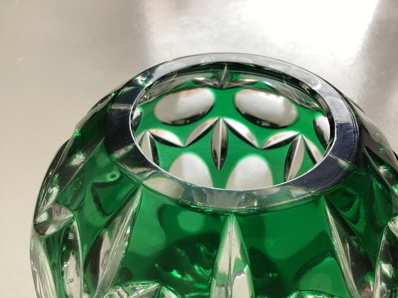 Nachtmann Green Cut Spherical Vase – Glass (photo 5 of 6)