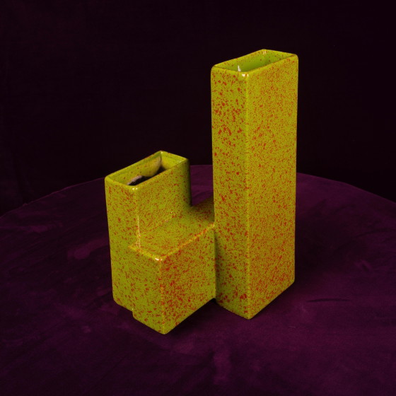 Geometrische dubbelkoloms keramische vaas Space Age, Italië 1970 – Plantenbak, Ceramic (photo 8 of 20)